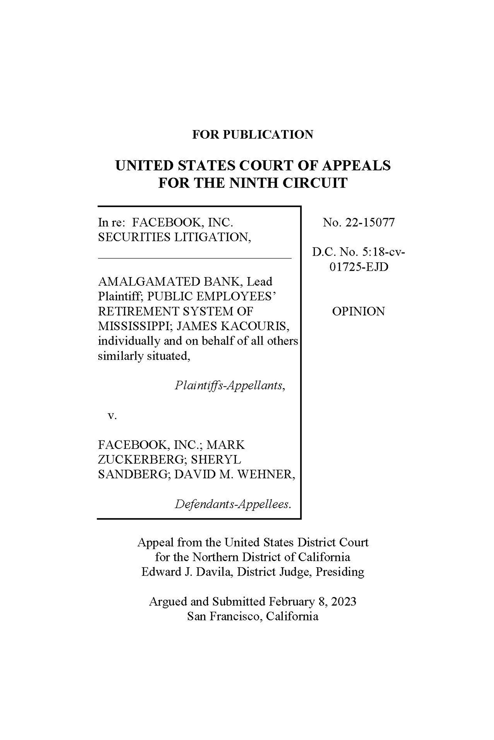 Firm Wins Ninth Circuit Securities Class Action Appeal Against Facebook