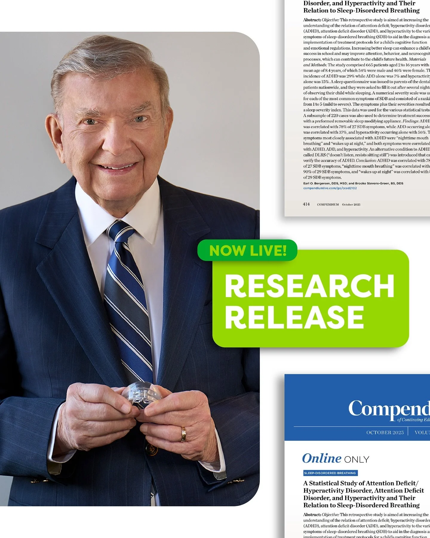 Our founder, Dr. B, has been published again! Read all about his study of Sleep Disordered Breathing and its implications on ADD/ADHD by visiting Compendium, or commenting &ldquo;Research Please&rdquo; below!

If this topic isn&rsquo;t for you, no wo
