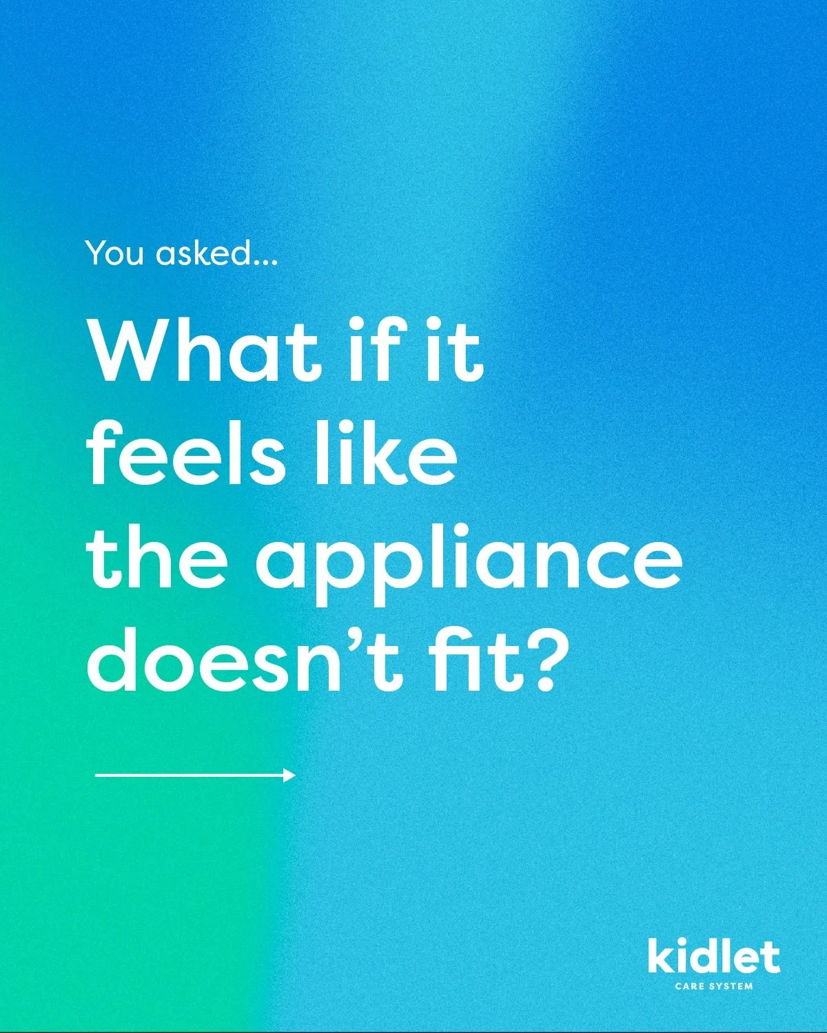 It&rsquo;s a common question&hellip;
Kidlet appliances guide teeth into the correct position, so it may feel like it doesn&rsquo;t fit at first. 

Don&rsquo;t worry! It&rsquo;s totally natural, and even backs up the choice to use proactive care. Thin
