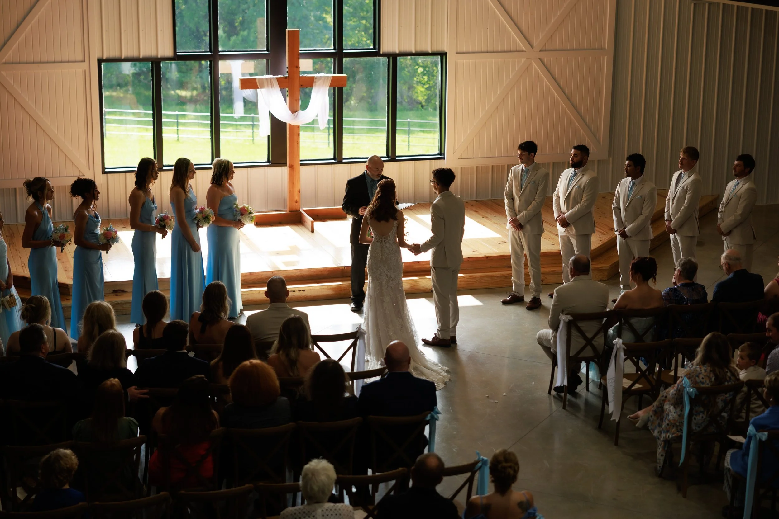 Inside wedding ceremony at Emerald Acres, Near Kansas City MO