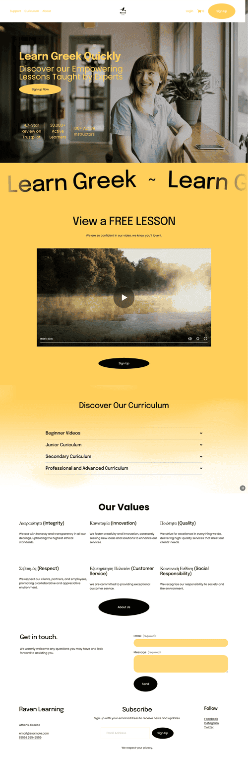 The perfect website showcasing how you can learn Greek sufficiently, quickly, and effectively by Raven learning. - squarespace ecommerce site, squarespace ecommerce website, squarespace ecommerce website examples, ecommerce website squarespace