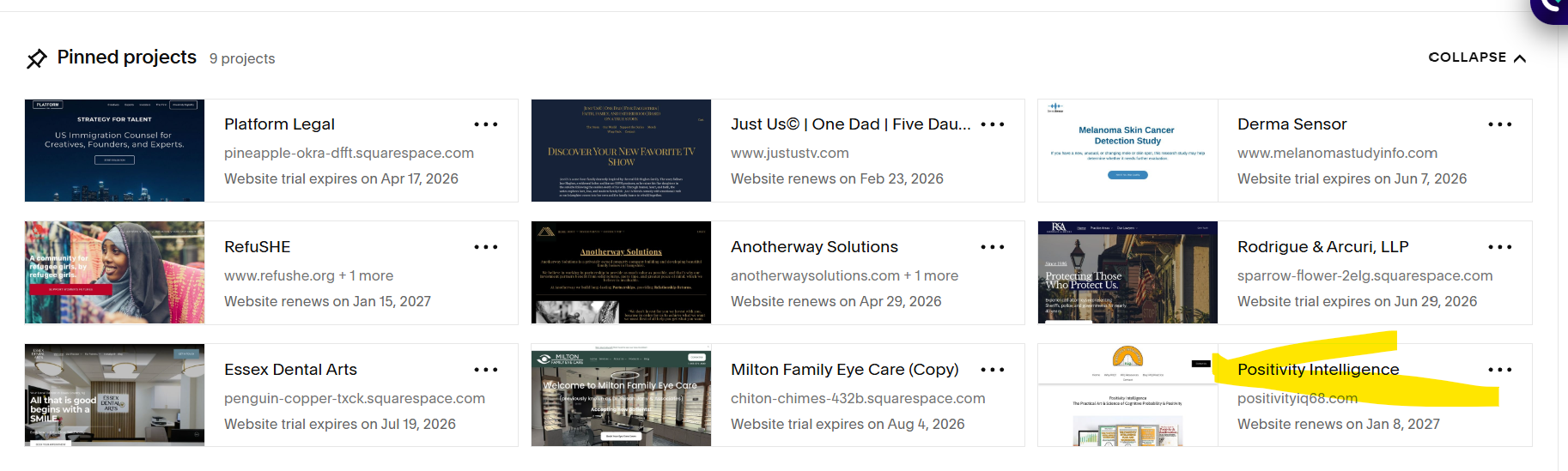 How to Pin a Website to Your Squarespace Dashboard 