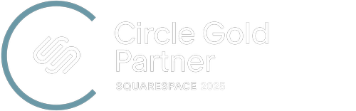 Circle Gold Partner logo with text 'Circle Gold Partner Squarespace 2025' on a black background. toronto+web+design+services++web+designer