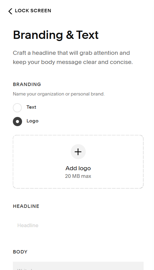 how to edit your lock screen in Squarespace background image example