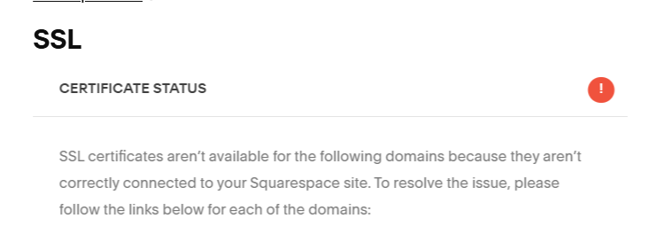 Comparison of SSL security options in Squarespace.