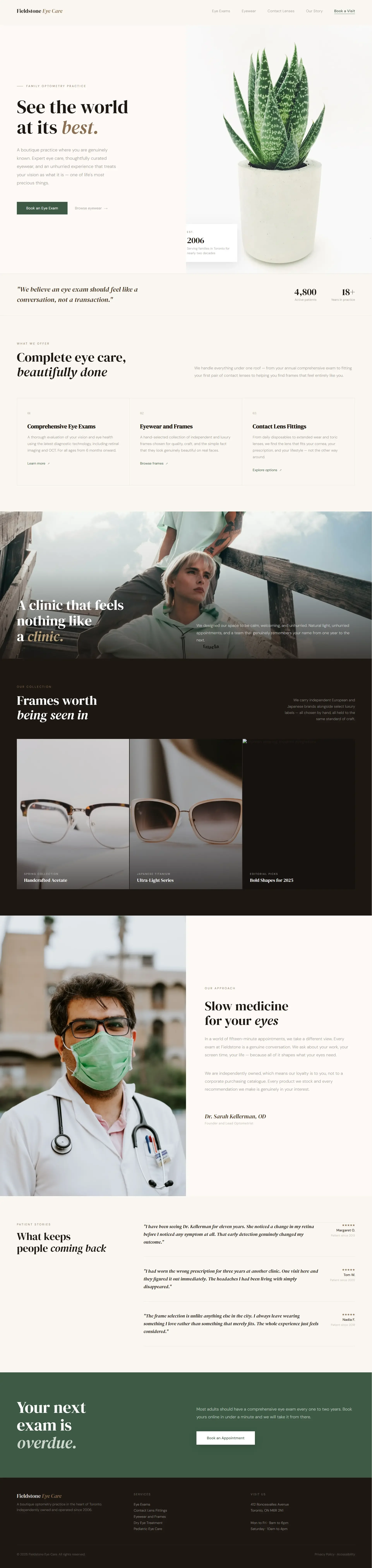 Boutique optometry website design example optimized for eyewear sales and private practice growth.