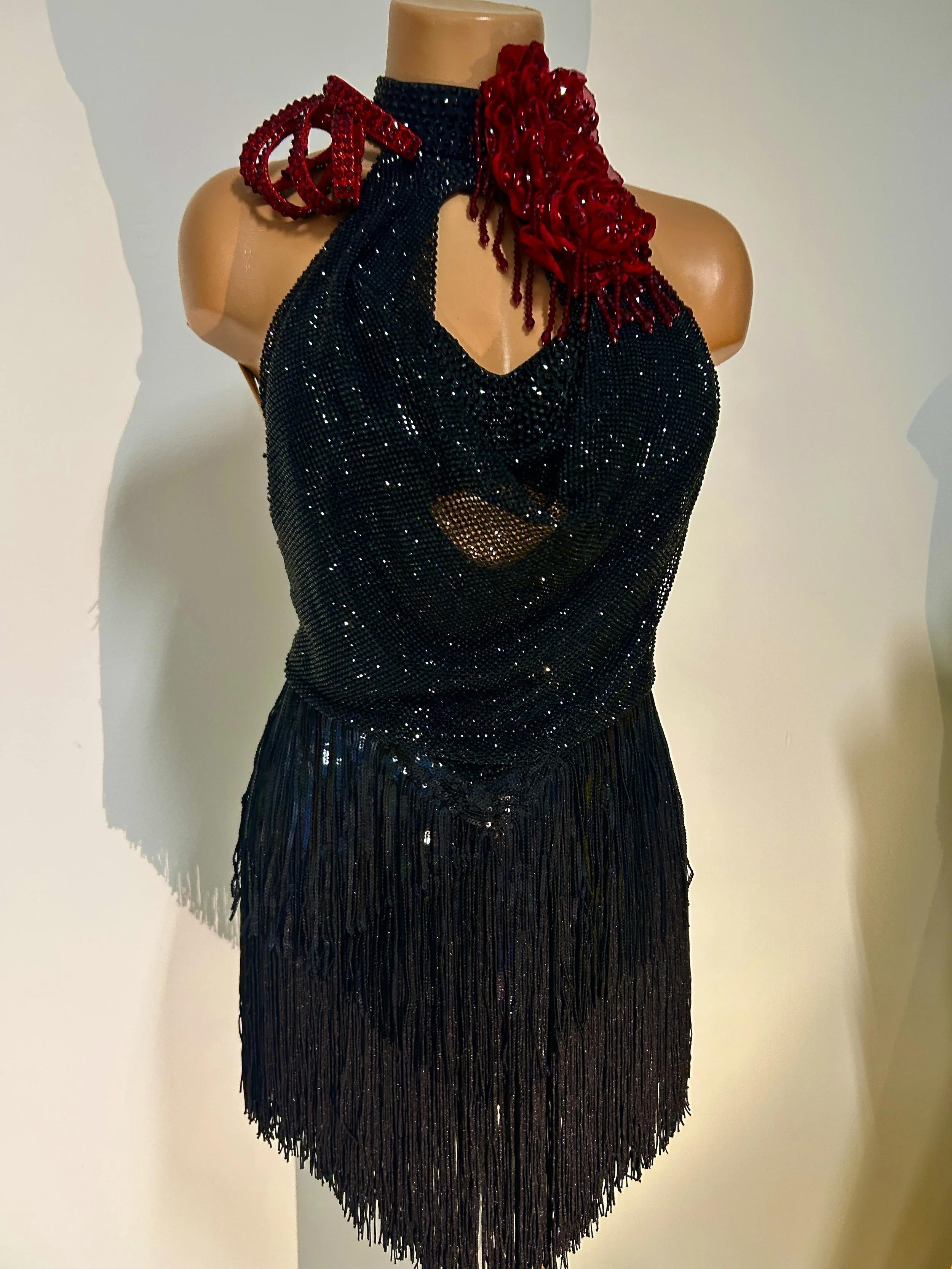 Black Latin Dress with Fringe