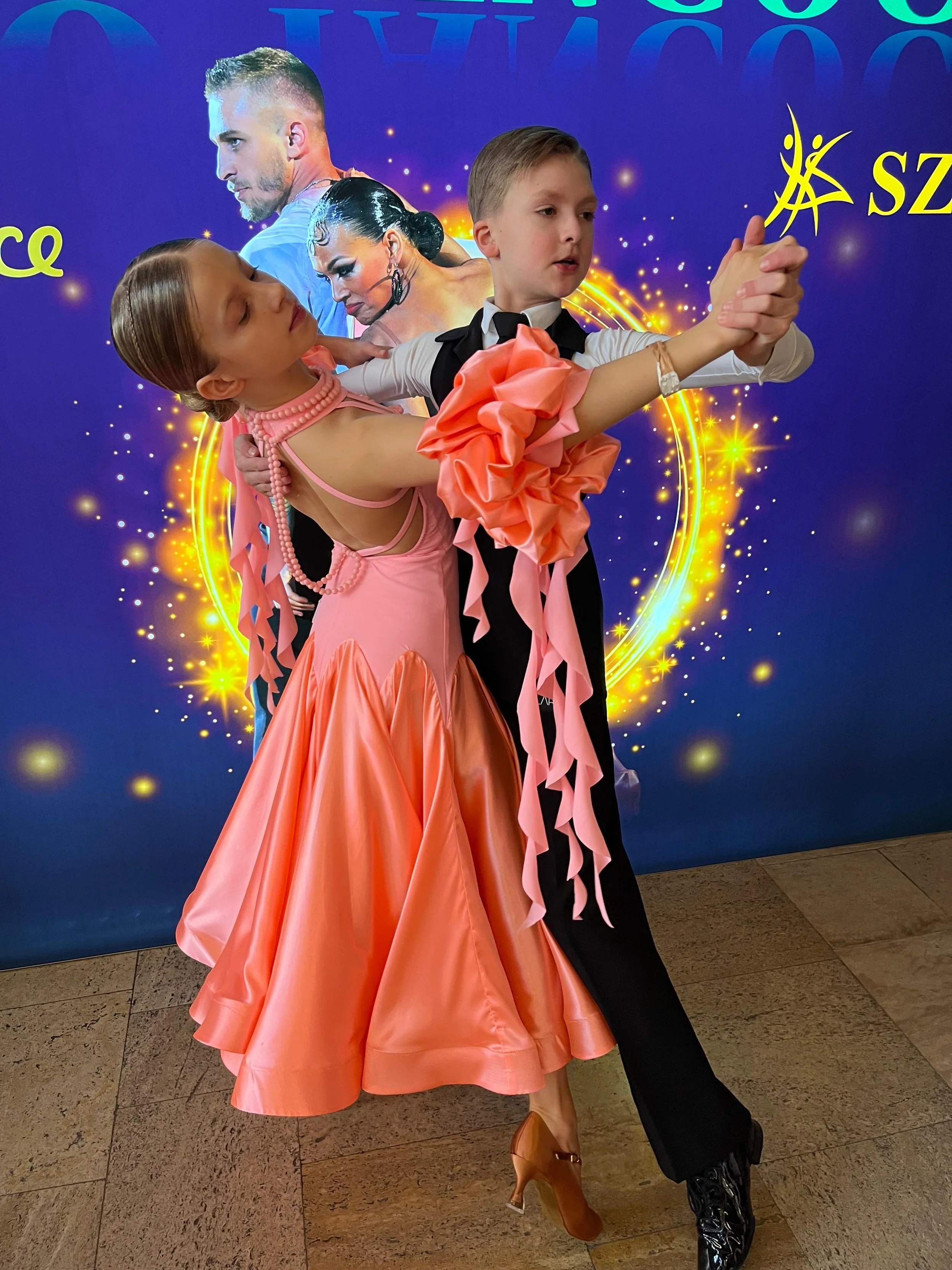 Elegant Coral Junior I Ballroom Dress
