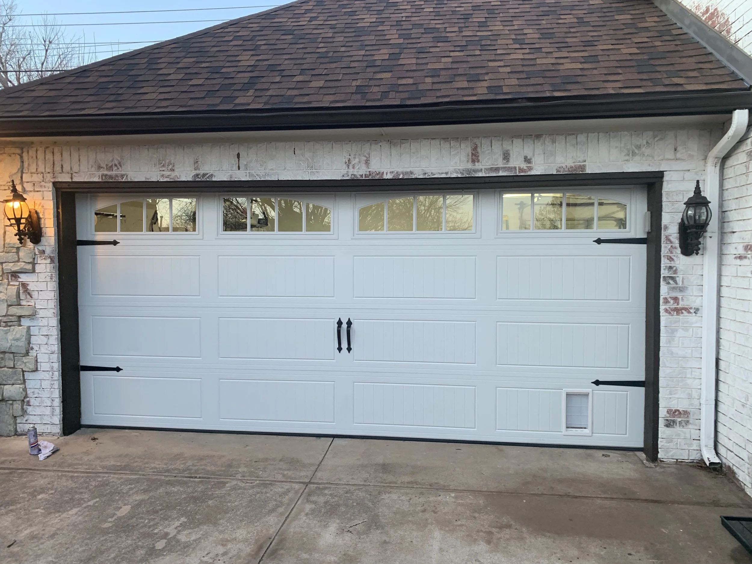 white garage door with windows