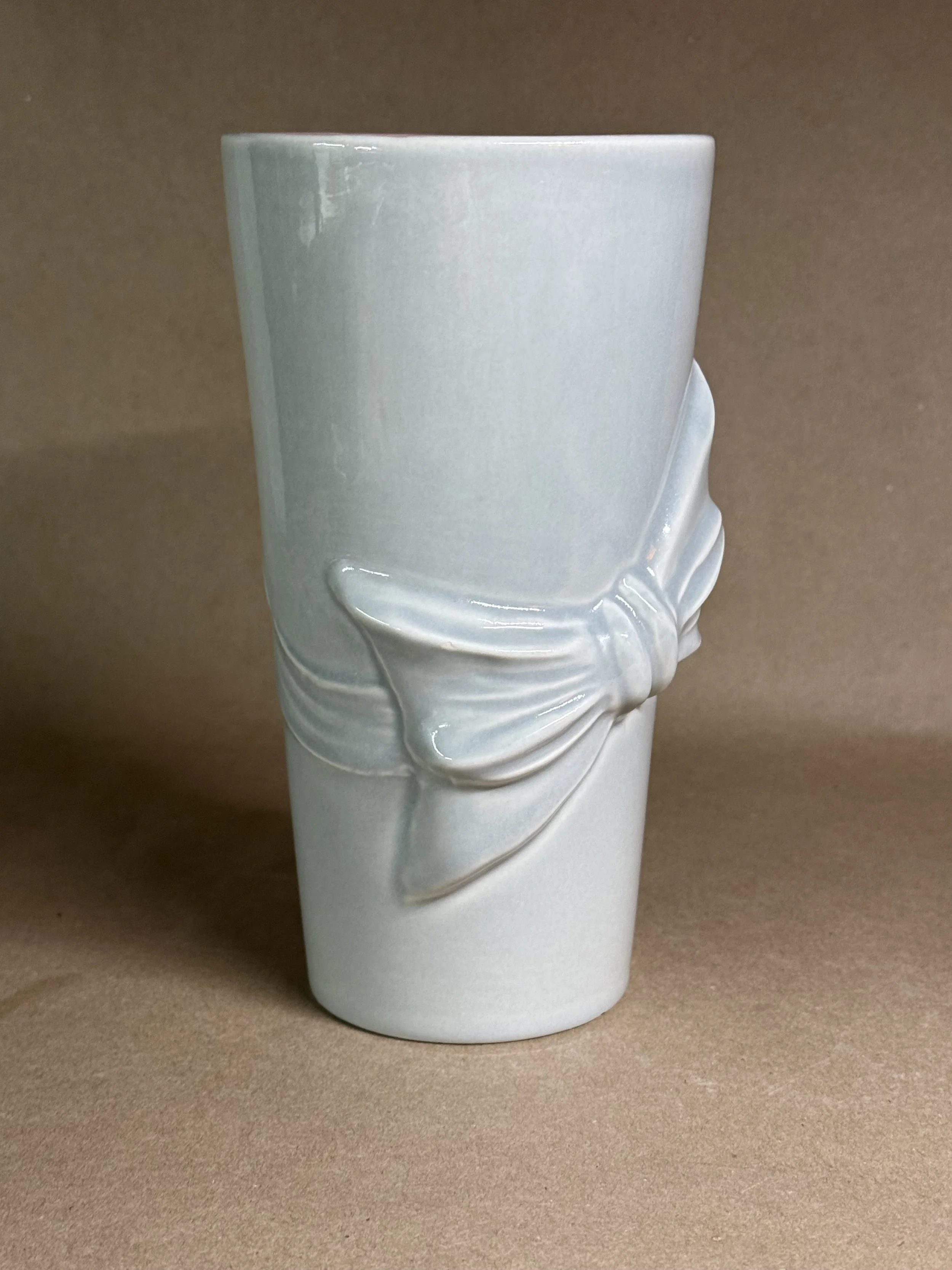 8 Inch tall Vase MCM wrapped in an Impressed Bowtie