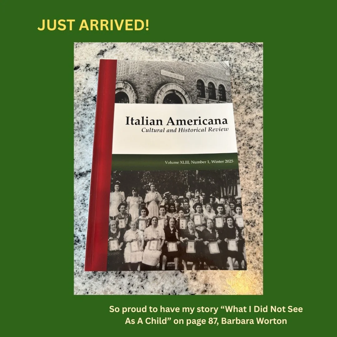 Thank you, ITALIAN AMERICANA, University of Illinois Press for publishing my story. This volume contains so many talented and inspiring poets, writers, translators and reviewers. I'm proud to be among them, particularly award-winning poet and my frie