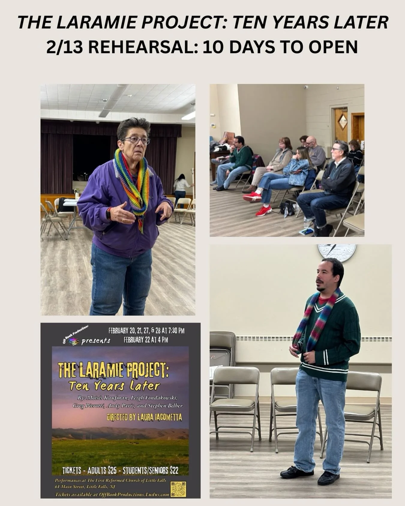Tickets on sale now at OffBookPtodctions.Ludus.com or scan the QR code in the image below. Shows 2/20, 2/21, 2/22, 2/27 and 2/28 at The First Reformed Church Of Little Falls, 61 Main Street, Little Falls, NJ @littlefallsnj @laramieproject @communityt