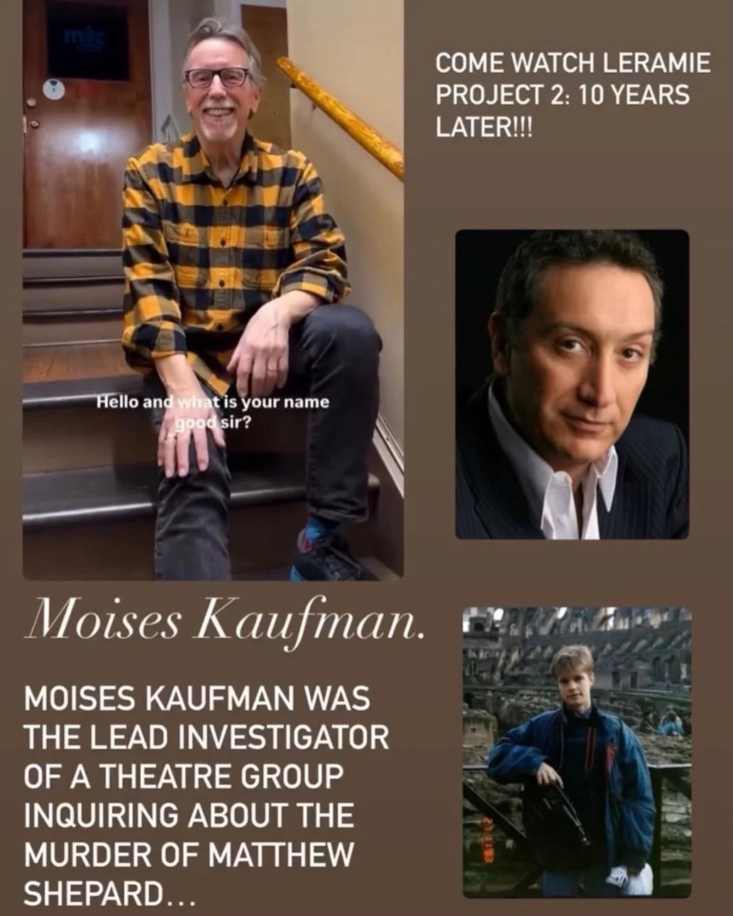 Geoff is Moises! Tickets on sale now for &ldquo;The Laramie Project: Ten Years Later&rdquo; at OffBookProductions.Ludus.com @offbook_productions @laramieproject @communitytheaternj