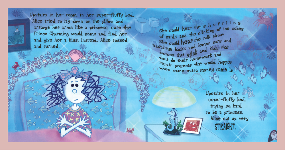 Interior illustration from Too Tall Alice