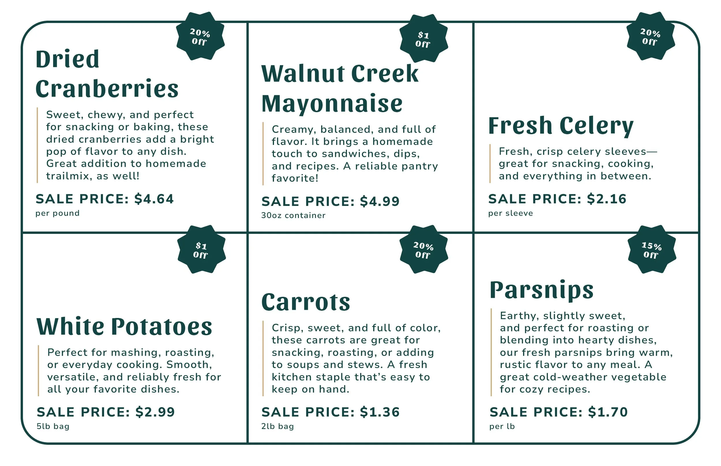 Weekly Specials December 1st, 2025