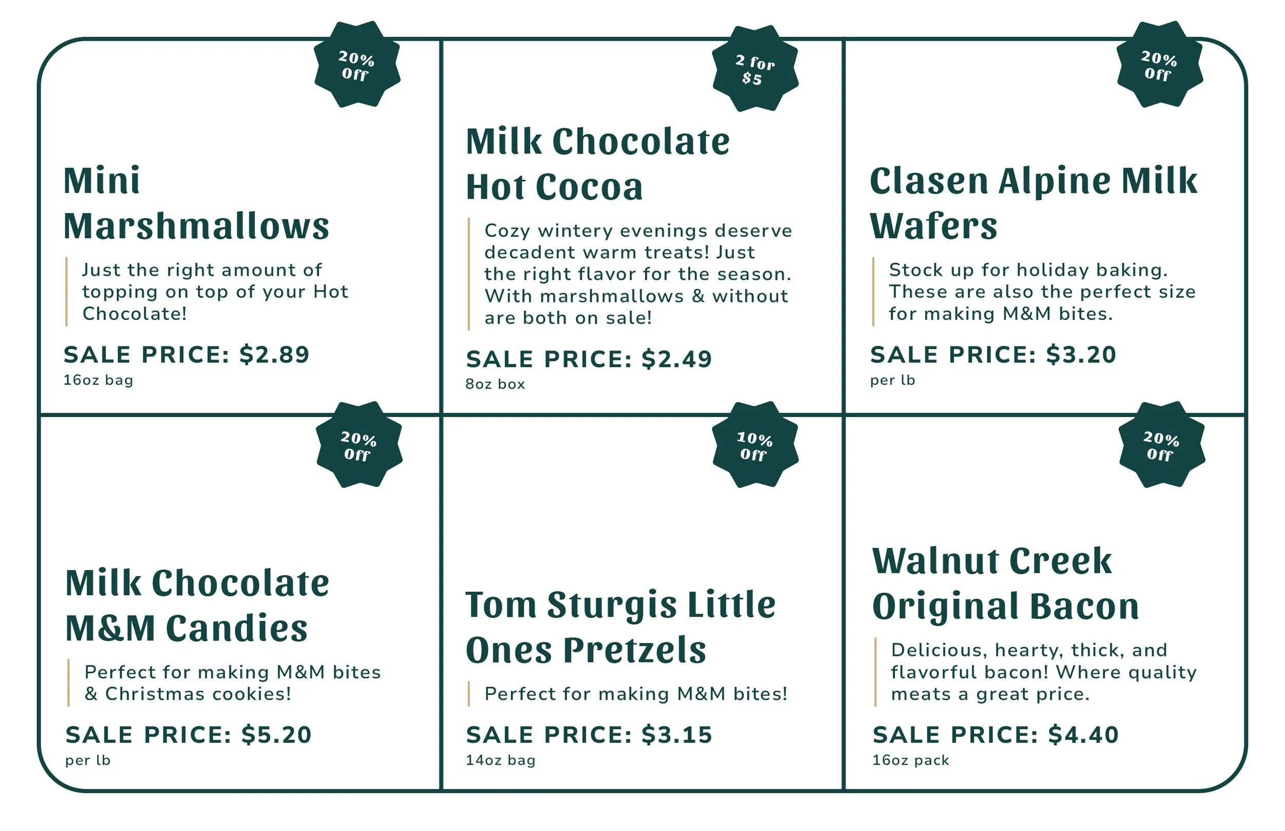 Weekly Specials December 8th, 2025