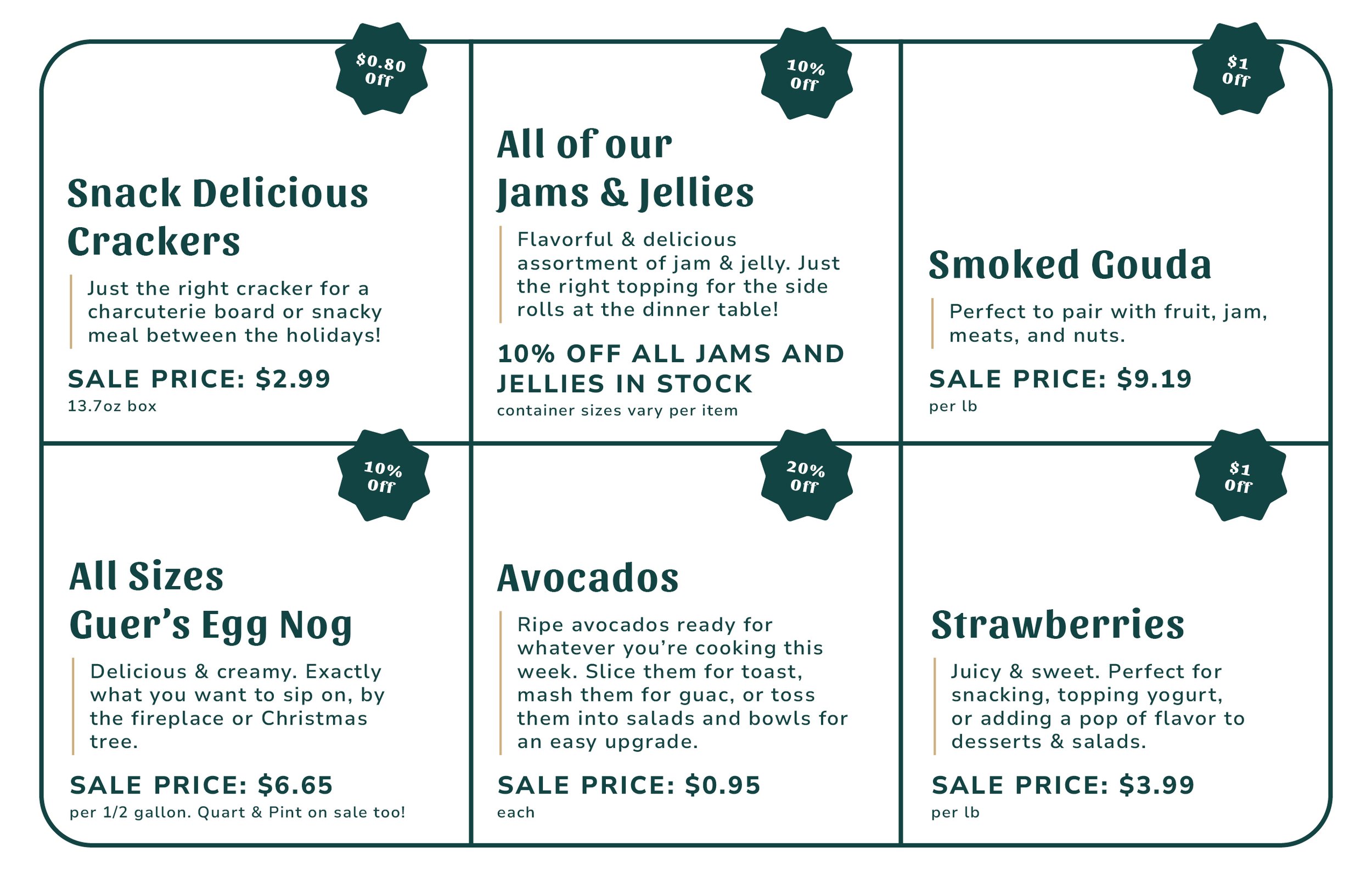 Weekly Specials December 20th - 29th