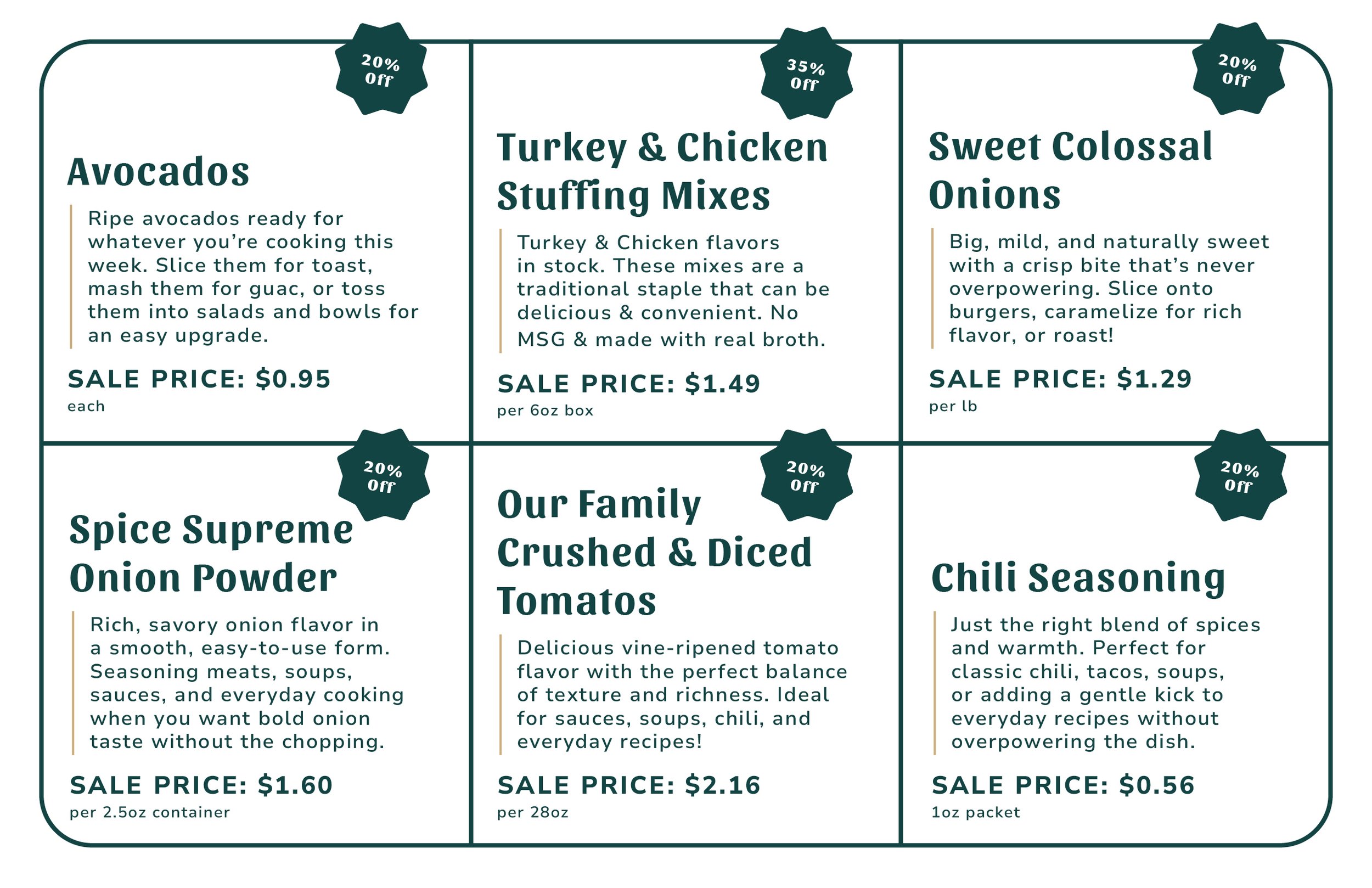 Weekly Specials Dec 30th-Jan 5th