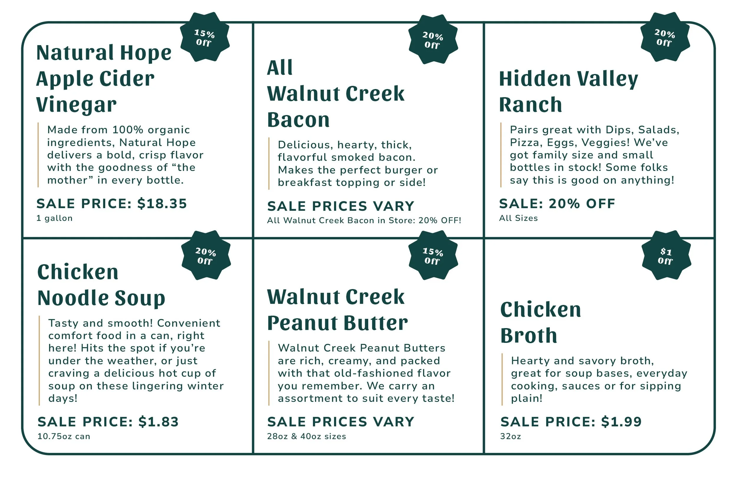 Weekly Specials Week of March 16th, 2026