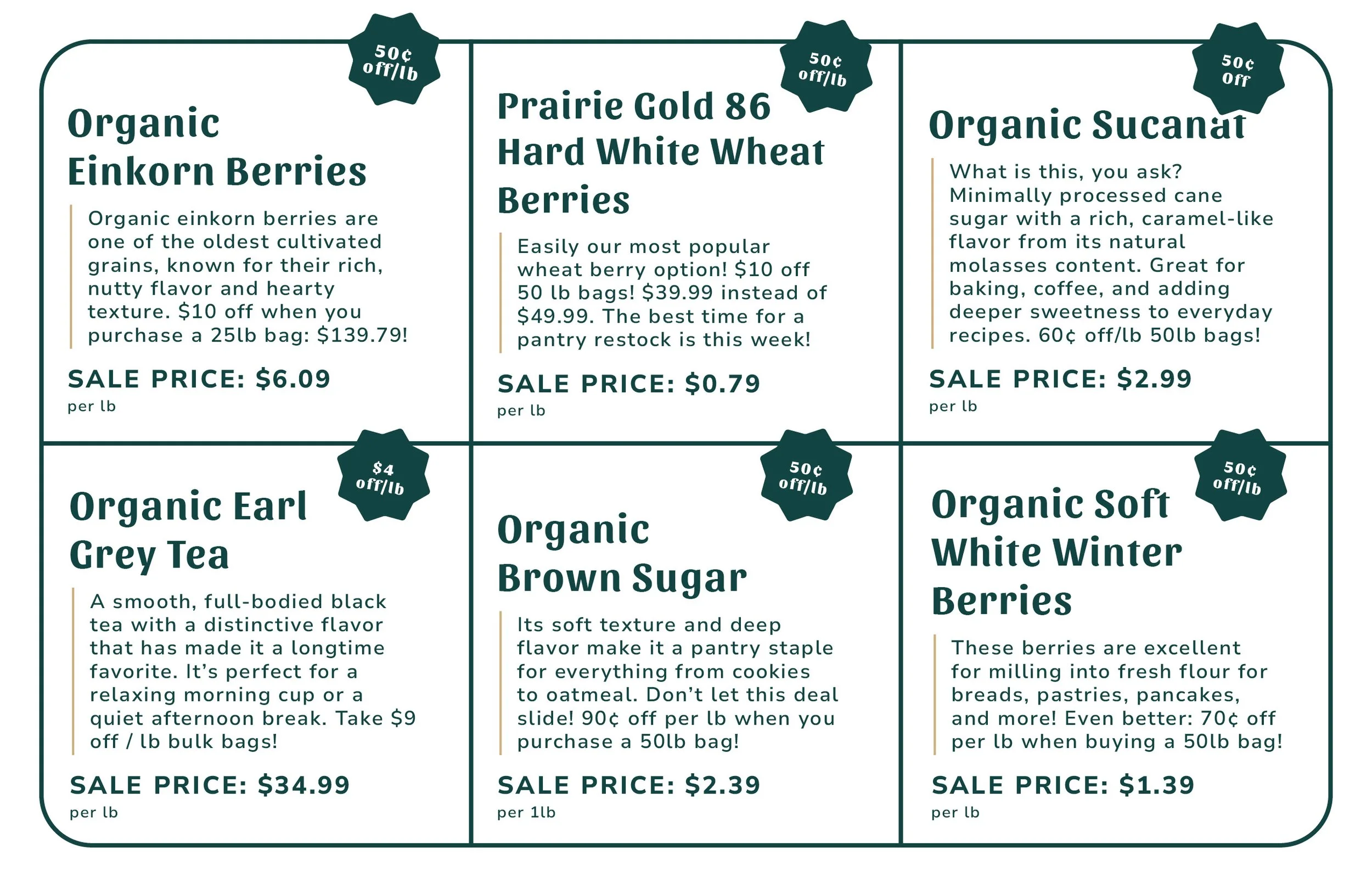 Weekly Specials Week of  June 1st 2026
