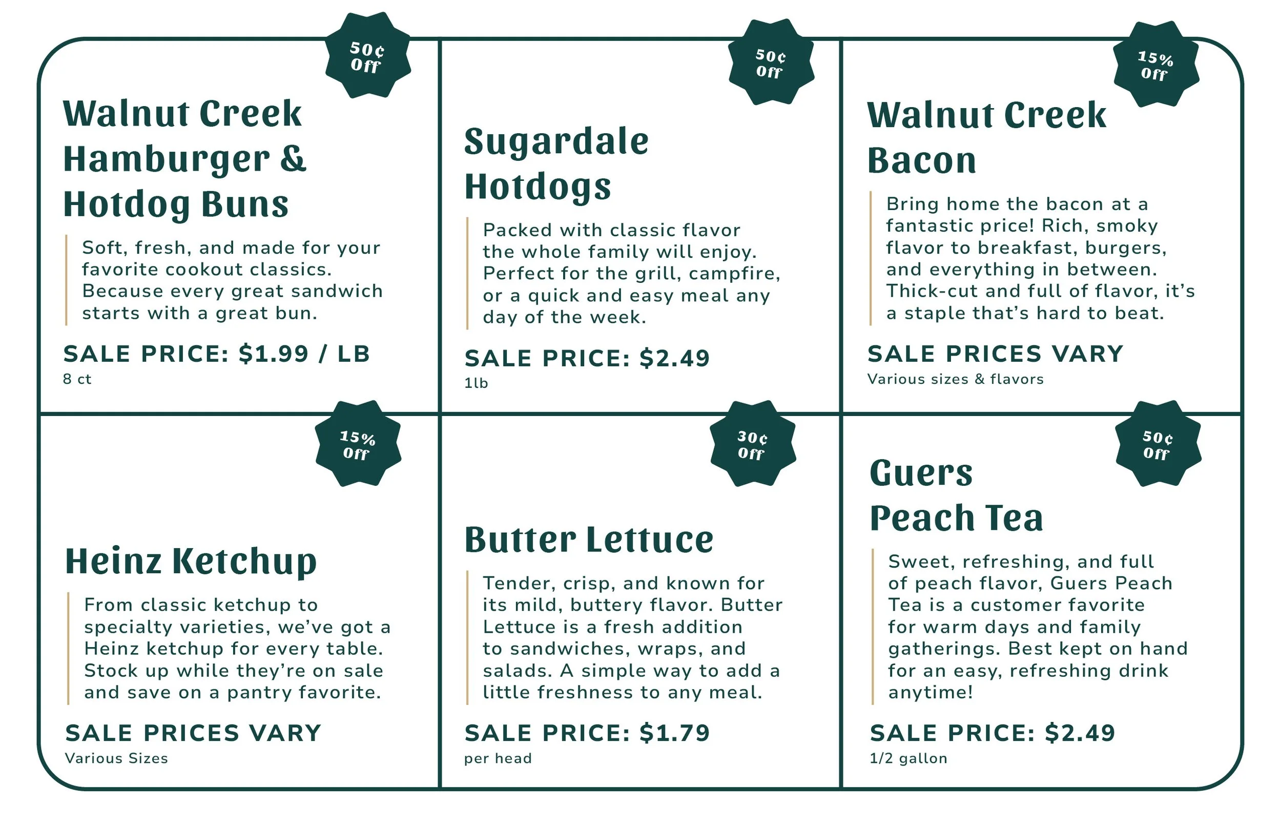 Weekly Specials Week of  June 15th, 2026