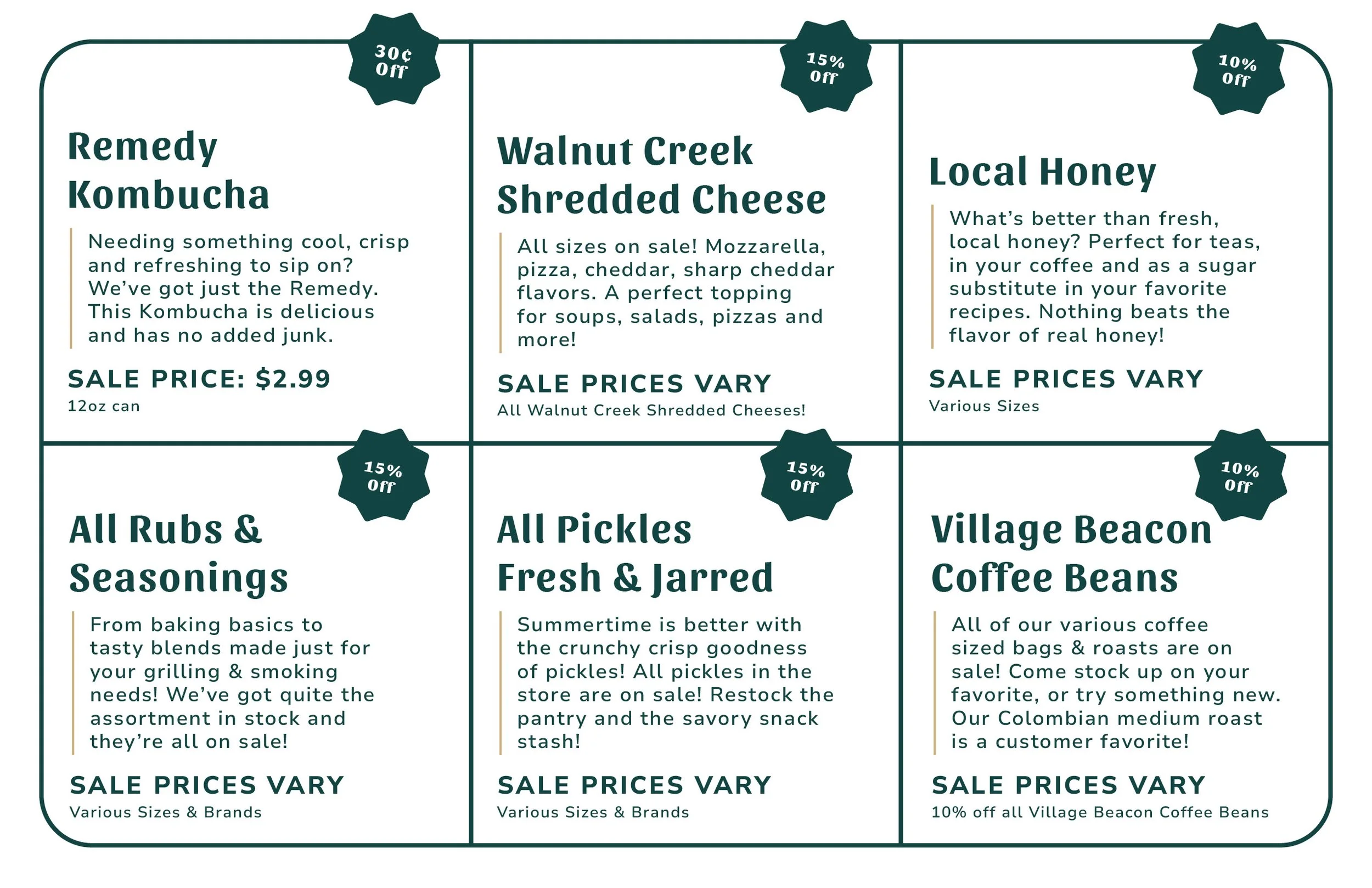 Weekly Specials Week of June 22nd