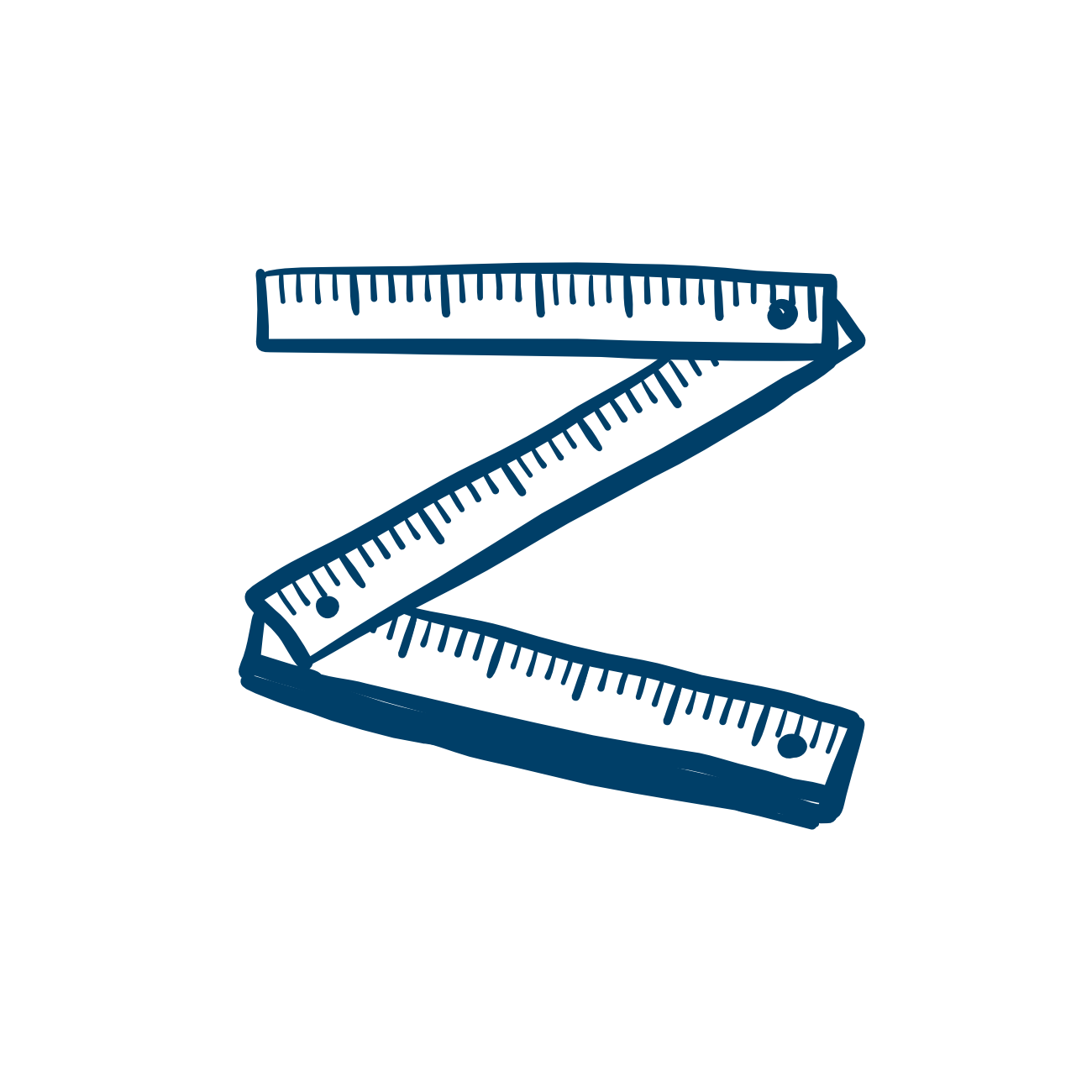 Illustration eines faltbaren Maßbands in Blau auf schwarzem Hintergrund.