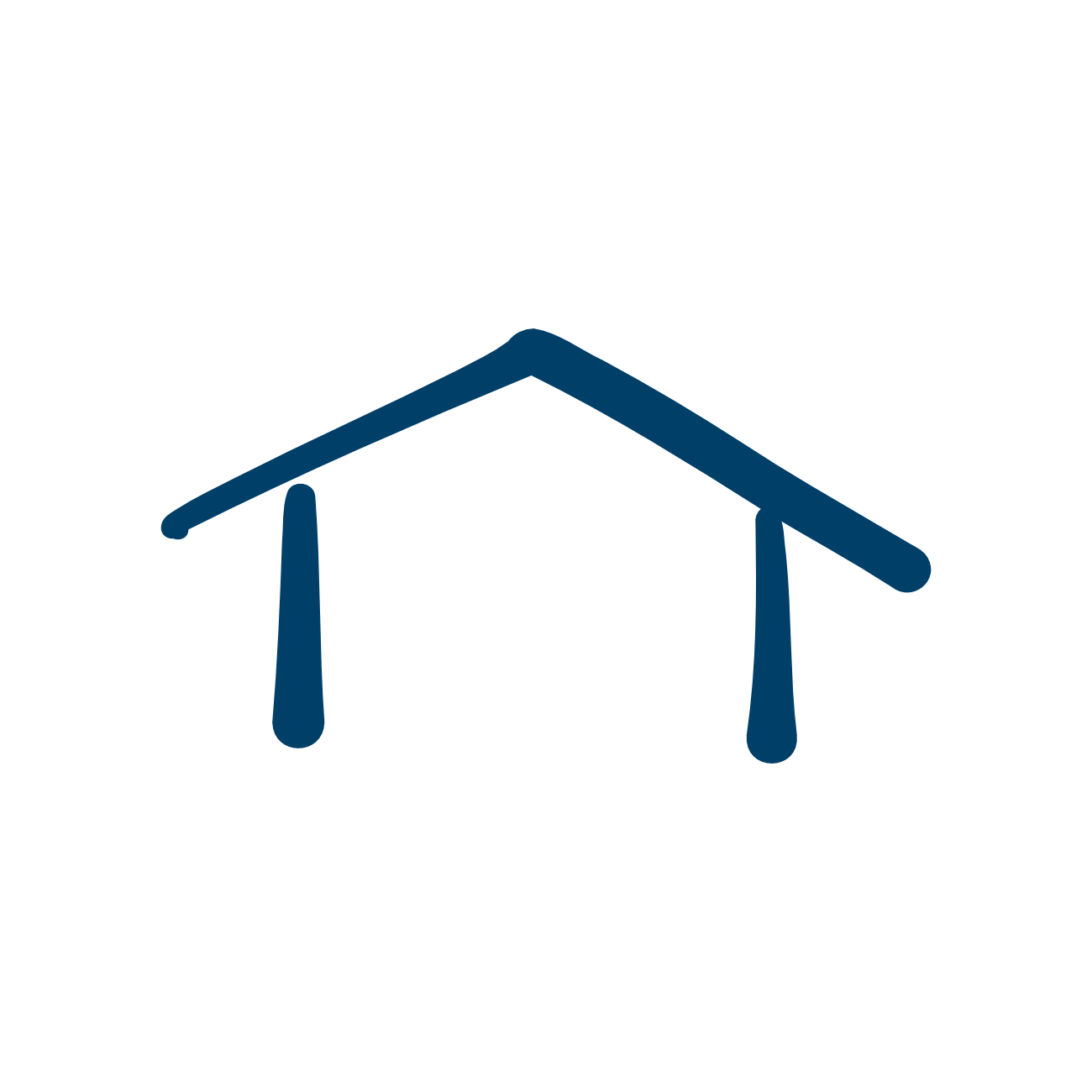 Haus mit Dach und zwei Dachträgern, symbolisiert ein Haus oder Bau.