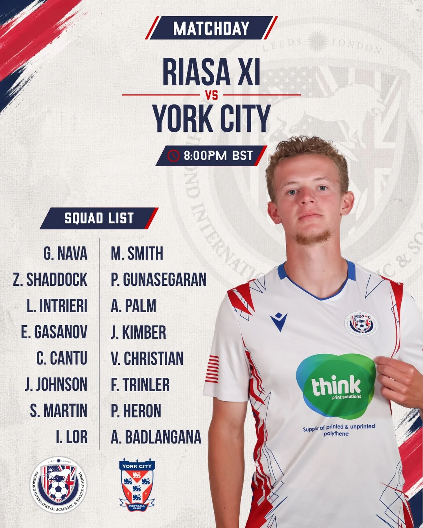Next up in pre-season. ⚽️

The lads are back in action tonight as we face York City in our next friendly.

🆚 RIASA vs York City
⏰ 8:00PM BST
🎥 Full match recording available on VEO approximately 3 hours after full-time.

#RIASA #PreSeason #Matchday