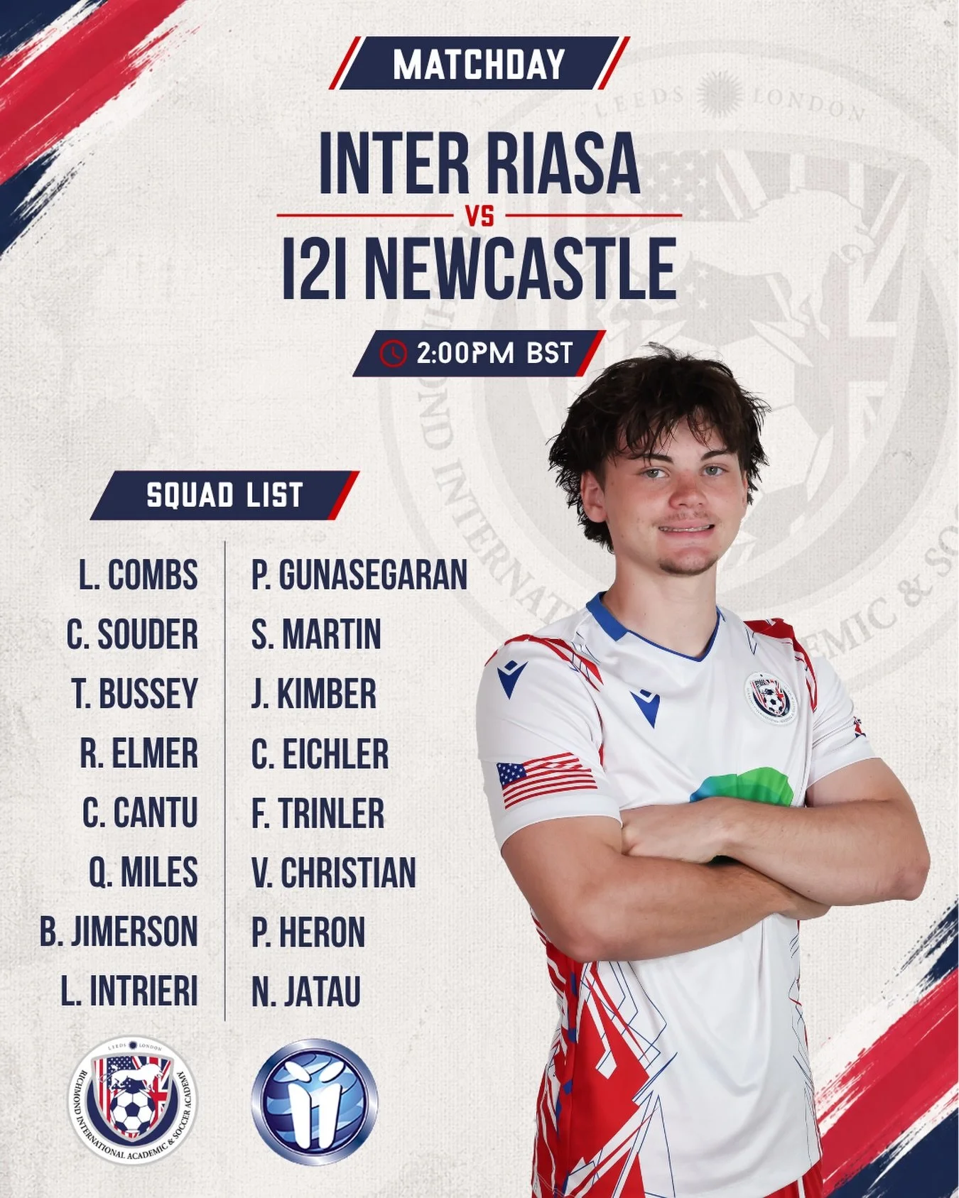 Matchday ⚽️

Inter RIASA take on i2i Newcastle this afternoon.

⏰ 2:00PM BST
⚽️ Inter RIASA vs i2i Newcastle

#CollegeSoccer #FootballAcademy #StudentAthlete #SoccerDevelopment #Matchday