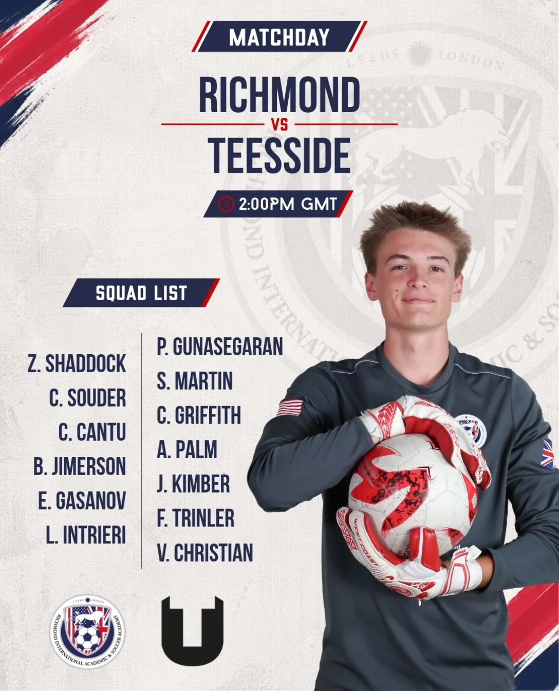 🏆 BUCS Cup action!

We take on Teesside this afternoon as we look to progress to the next round! ⚽️

🆚 Teesside
⏰ 2:00 PM GMT
🏆 BUCS Cup

Come on, Richmond! 🔴🔵

#BUCSFootball #BUCSCup #UniversityFootball #FootballAcademy #Matchday