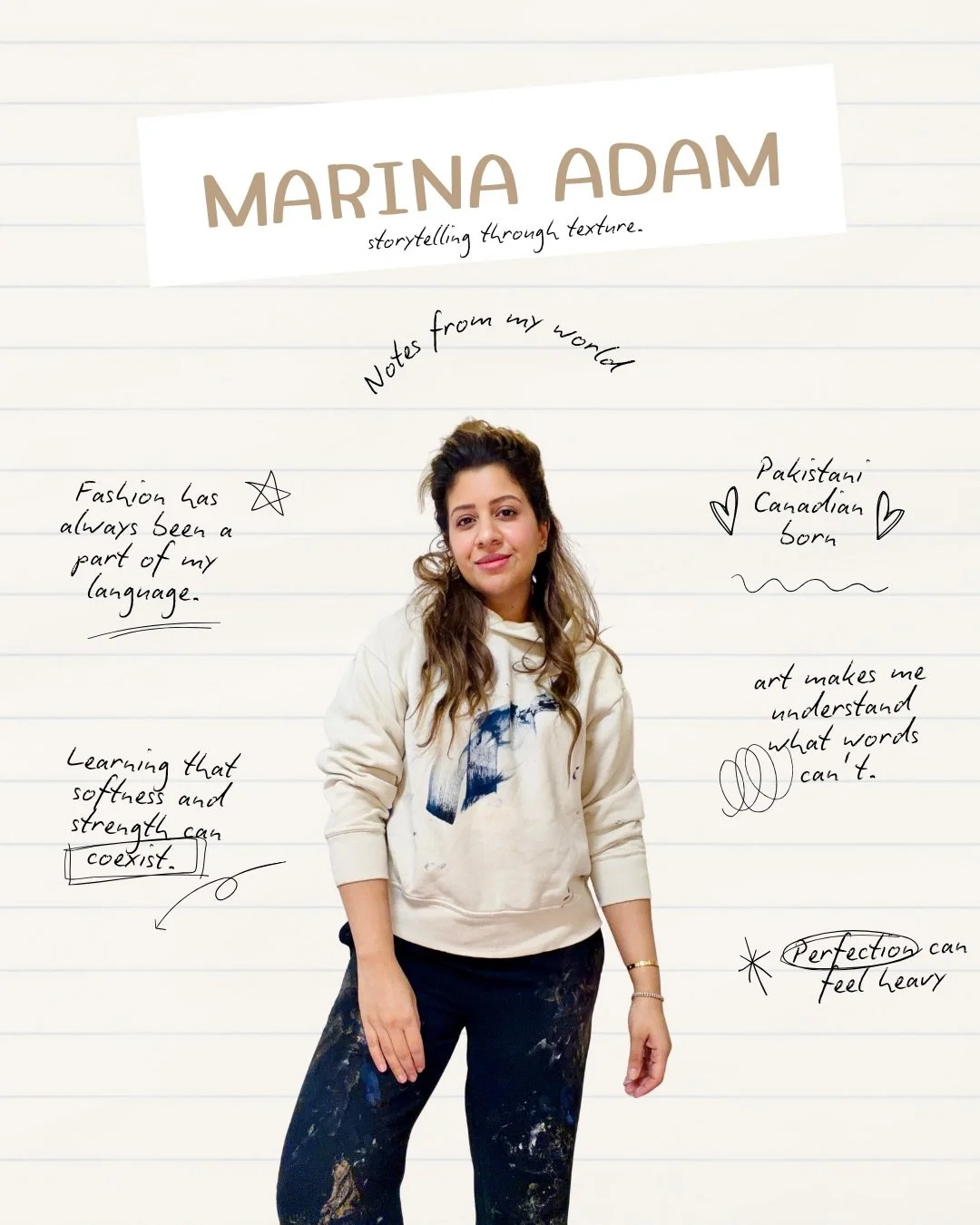 Notes from my world &mdash; where fashion, culture, motherhood, and texture meet on the canvas.
I create layered contemporary abstract work that hold unsaid emotions &mdash; softness and strength at the same time.
If you&rsquo;re drawn to art that fe