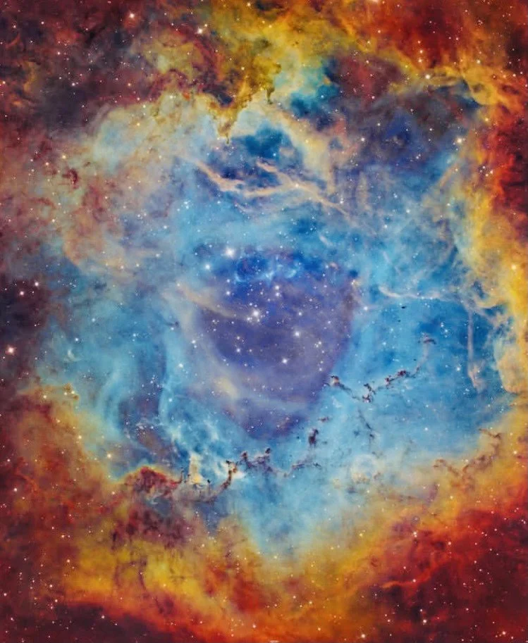 Nebulosa Roseta (NGC 2237), región de formación estelar capturada mediante astrofotografía de larga exposición.