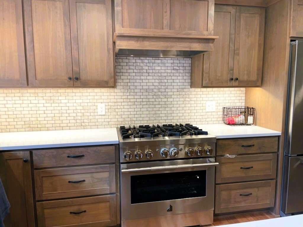 White subway tile backsplash