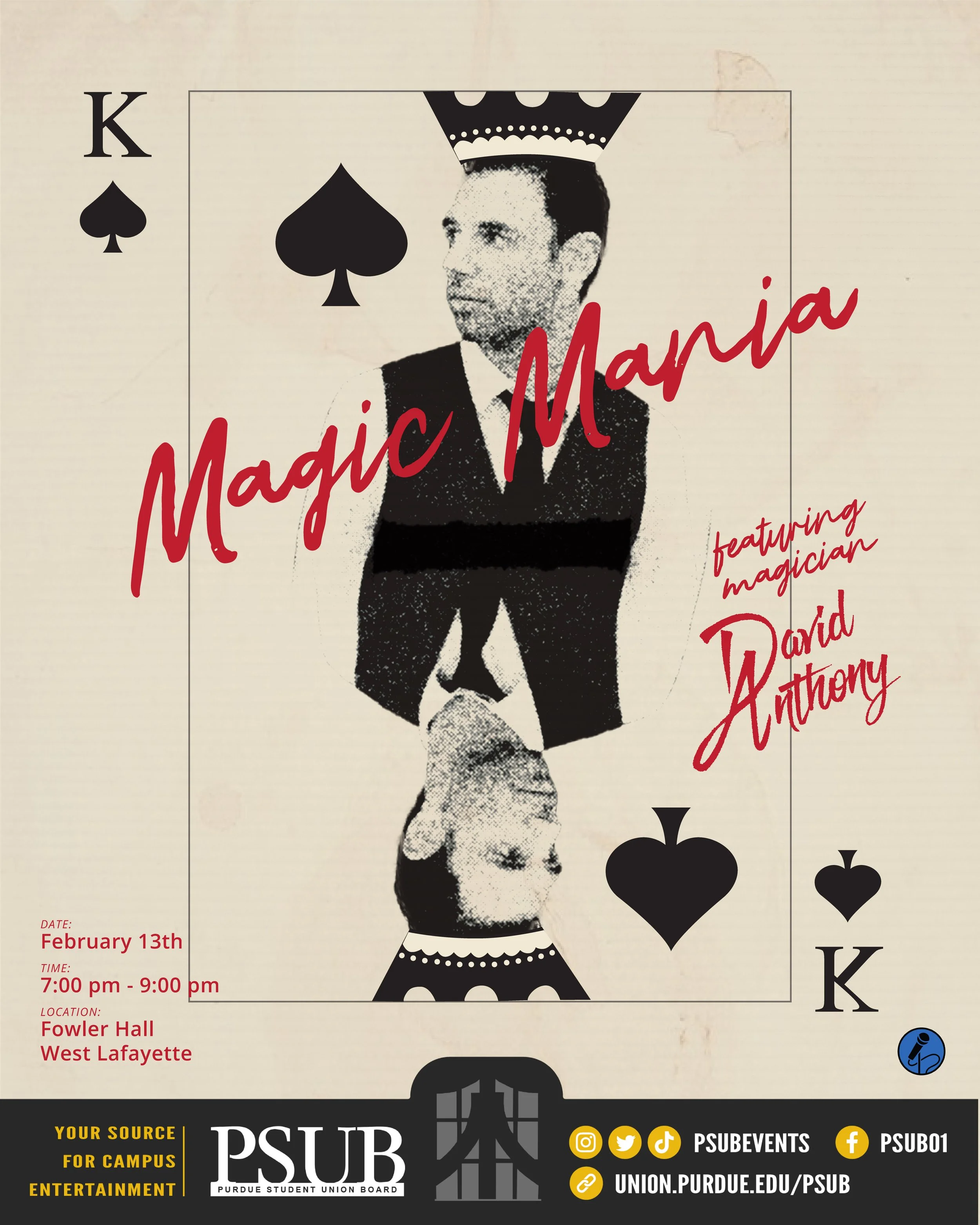Poster created for an event that features a Magician