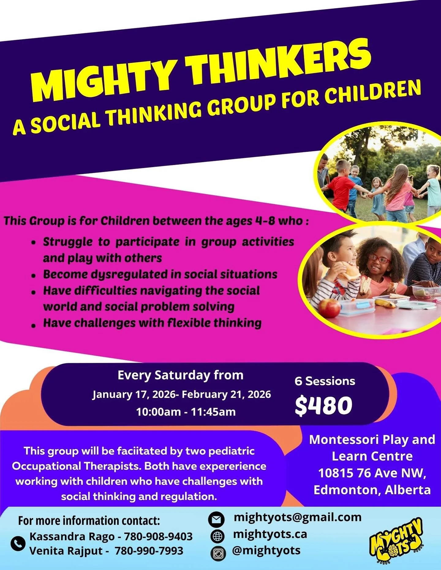 Join us for Mighty Thinkers in January! It&rsquo;s the perfect group for your child to learn key strategies on how to navigate their social world, work and play together with others, use flexible thinking and so much more! ⭐️🌟

Email, call or DM us 