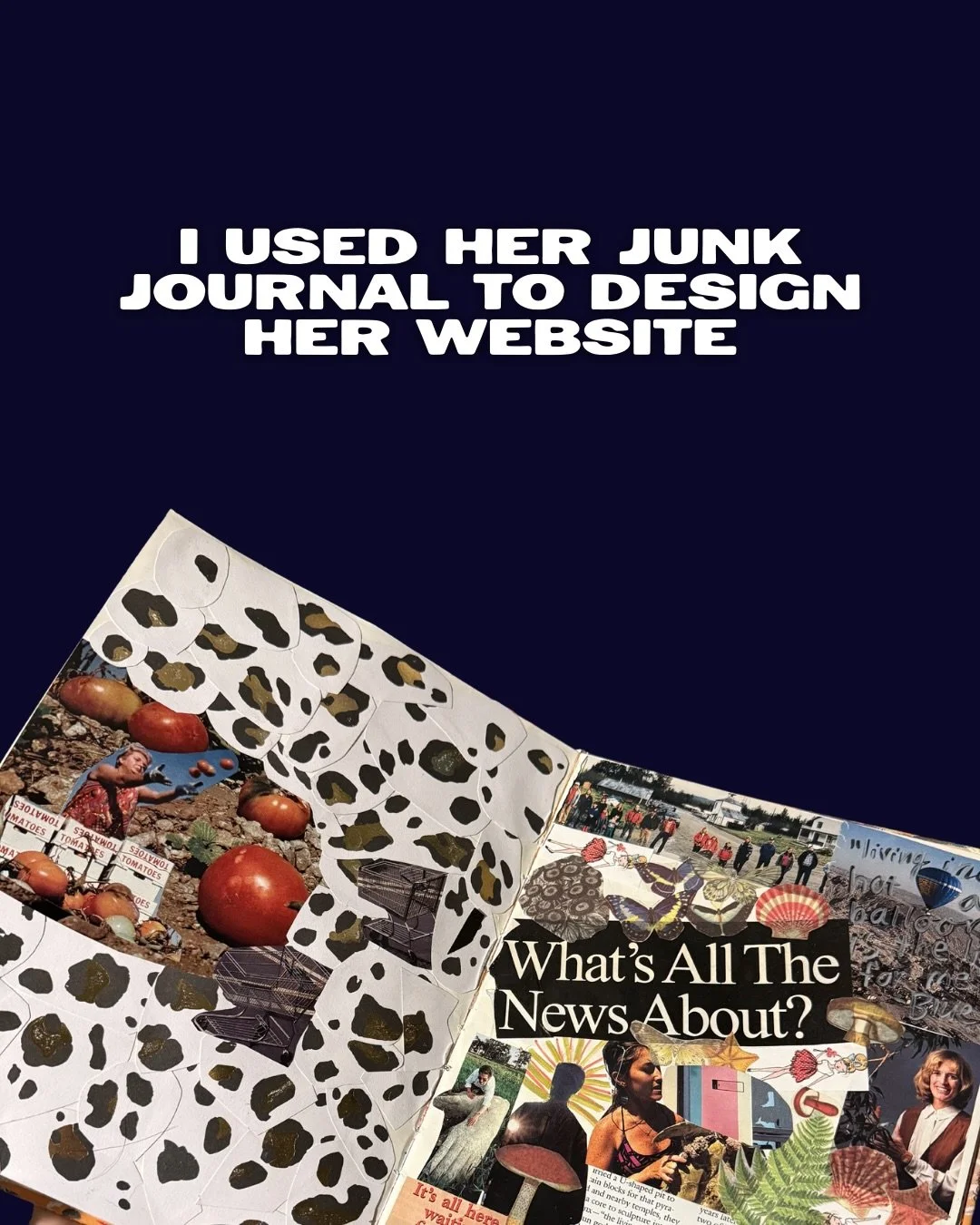 Creative portfolio redesign on Wix.

We translated her junk journal process into a structured, story-driven website that actually holds her work.

This wasn&rsquo;t just a platform switch from Cargo Collective. It was a positioning upgrade.

If you&r