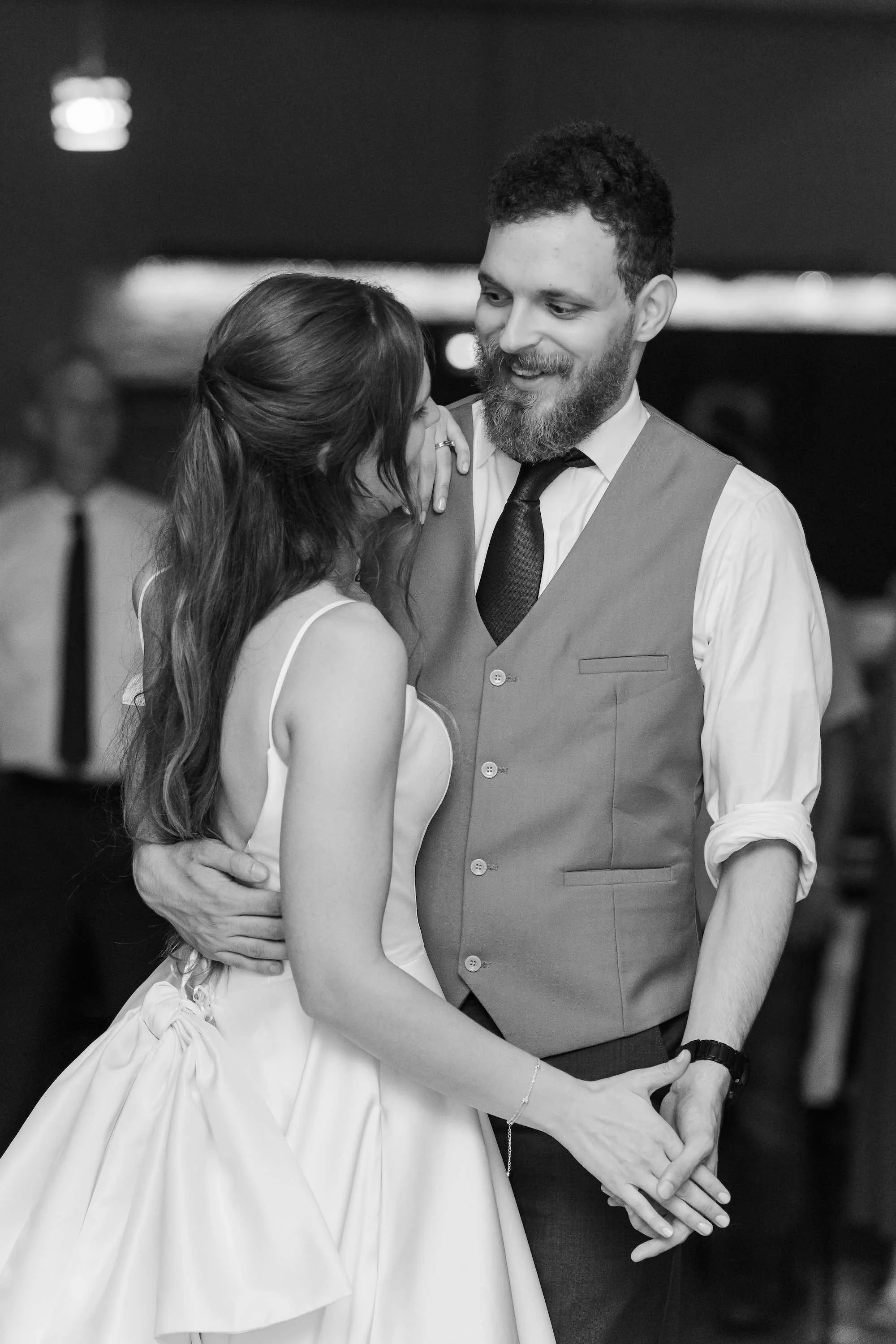 bride and groom dancing
