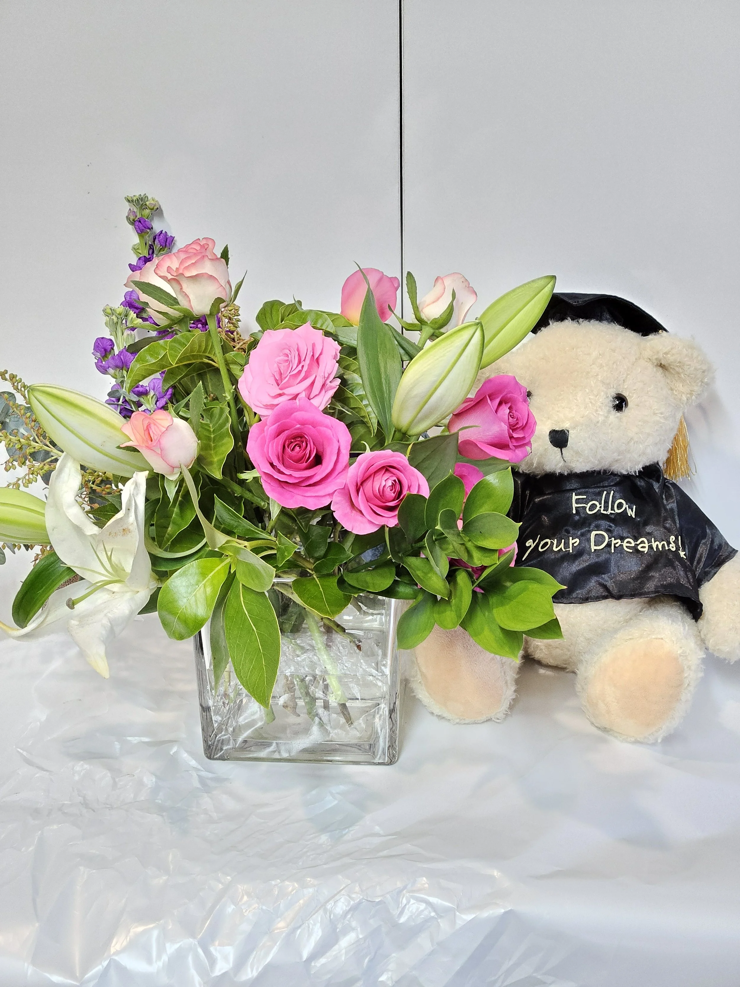 Bundle Vase Arrangement & Teddy for Graduation.jpeg
