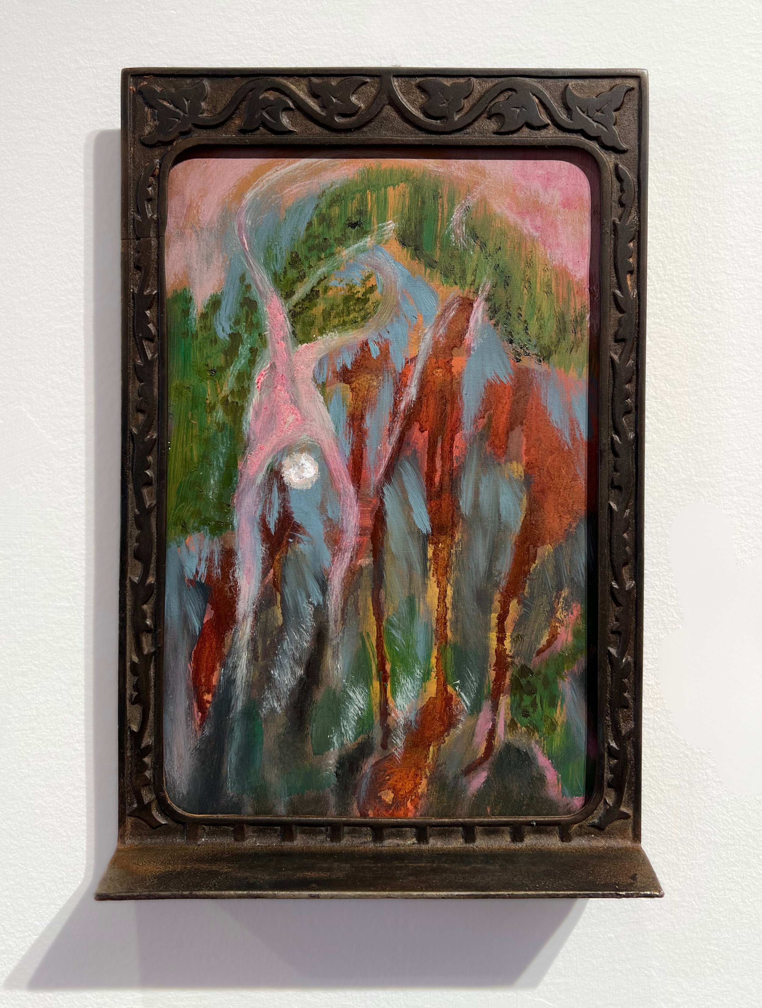 "Moon Dance"
10” x 6 ¾”
Oil on panel in salvaged organ pedal
2024