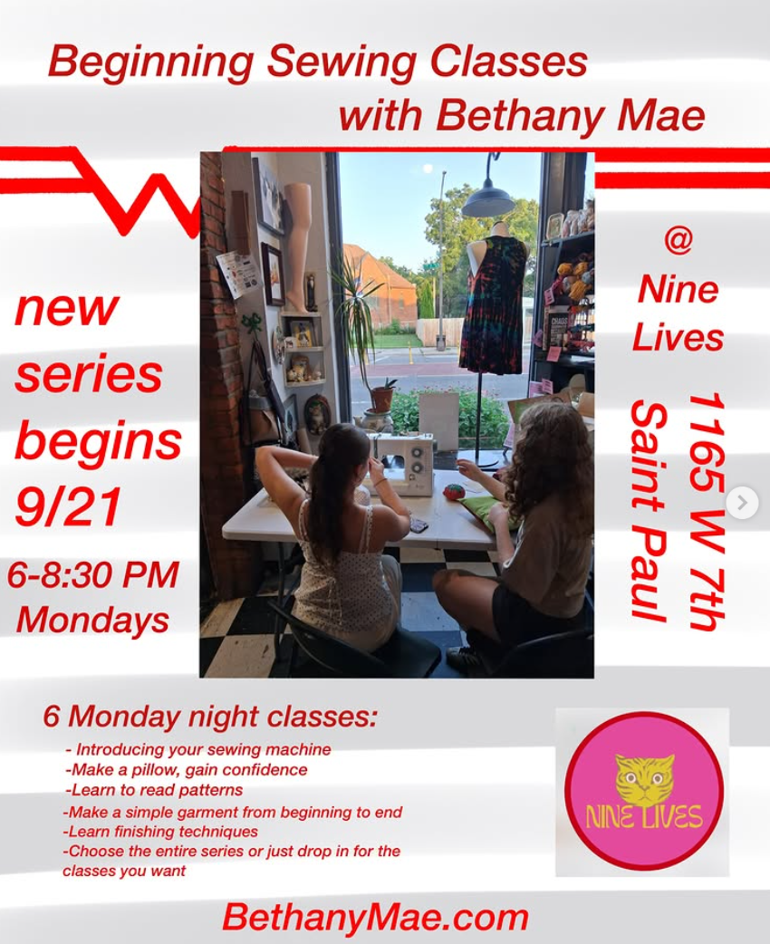 Beginning Sewing Classes (week 1)