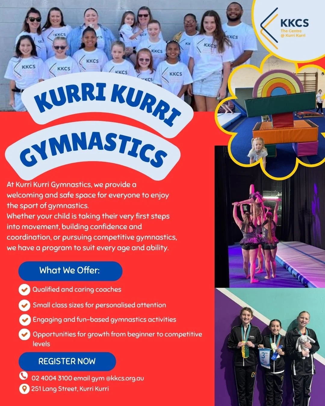 Term 3 Enrolments &amp; Trial Lessons NOW OPEN!

Looking for a fun, positive and supportive environment where your child can grow in confidence, develop new skills, and thrive? 

Kurri Kurri Gymnastics is now accepting Term 3 enrolments and trial les