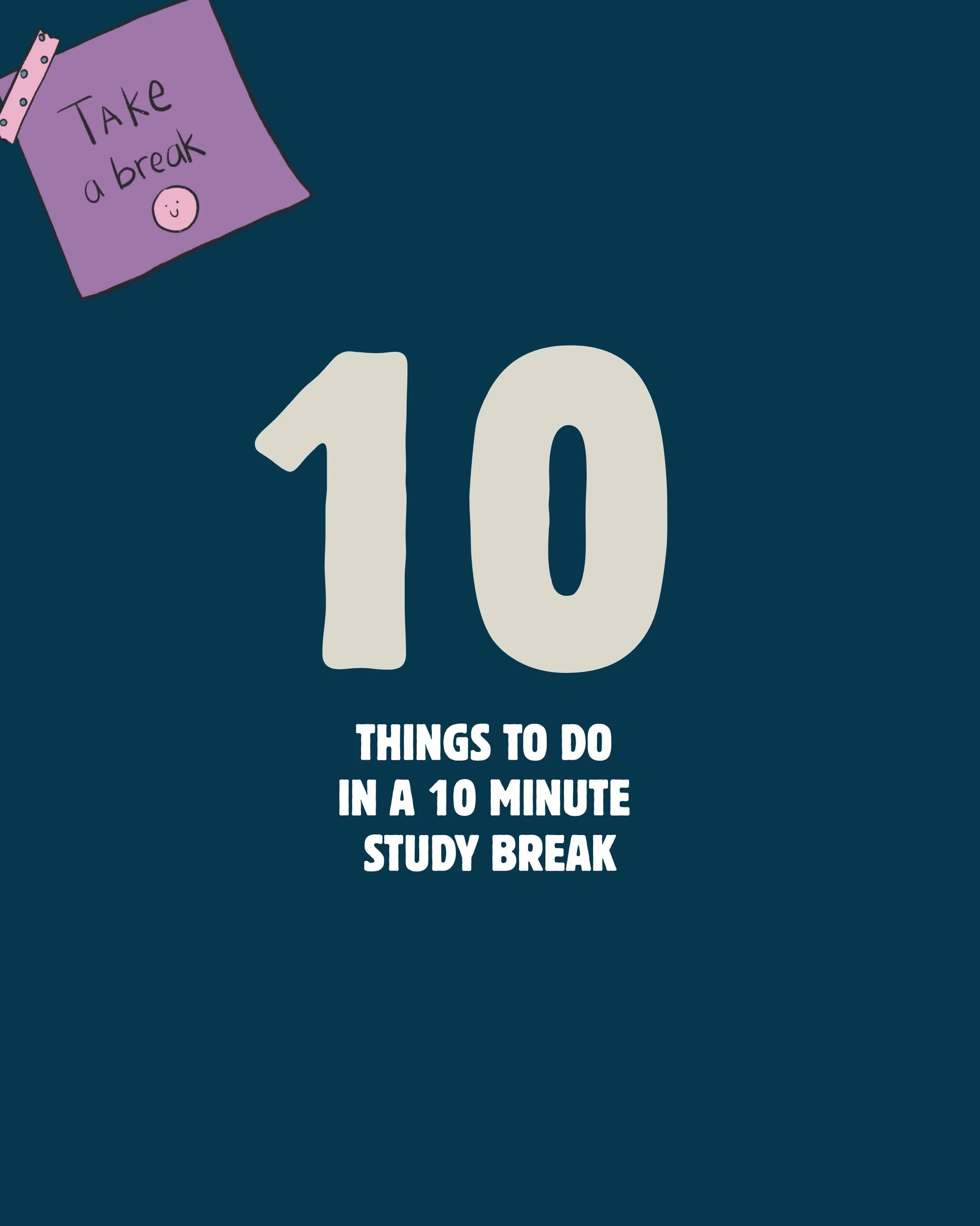 Study breaks aren&rsquo;t a waste of time! They&rsquo;re a part of studying smart. 🧠 

The key is choosing activities that refresh your mind rather than distract you for the next hour. Try one of these 10-minute break ideas next time you need a rese