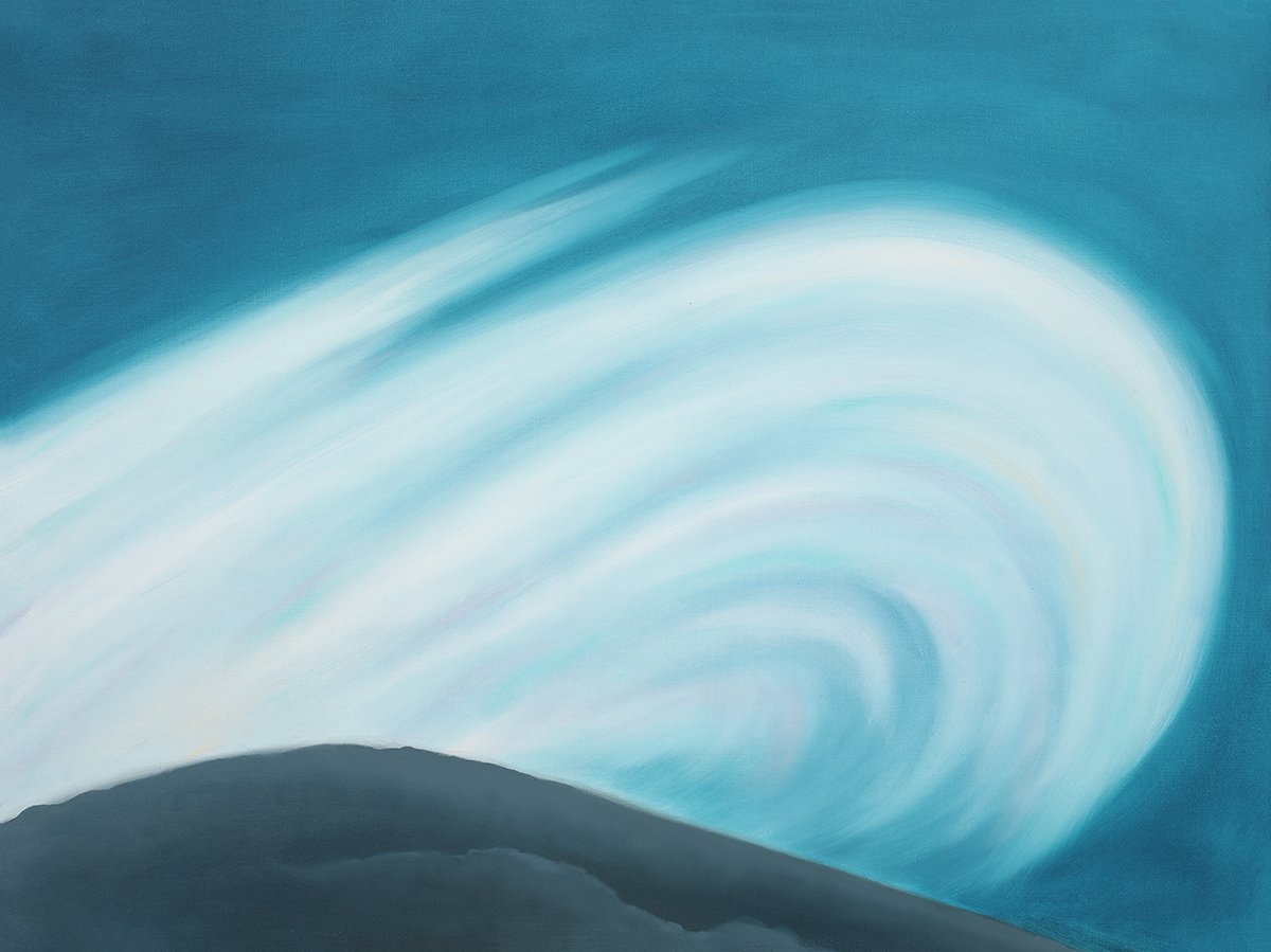 "Between Heaven and Earth" panel 1; oil on canvas; 90" x 40"