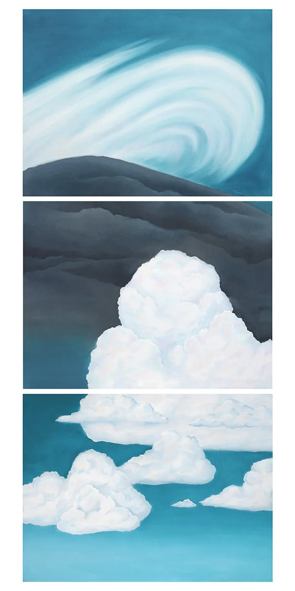 "Between Heaven and Earth" triptych oil on canvas; 90" x 40"