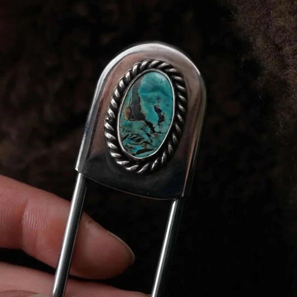 Turquoise jumbo safety pin