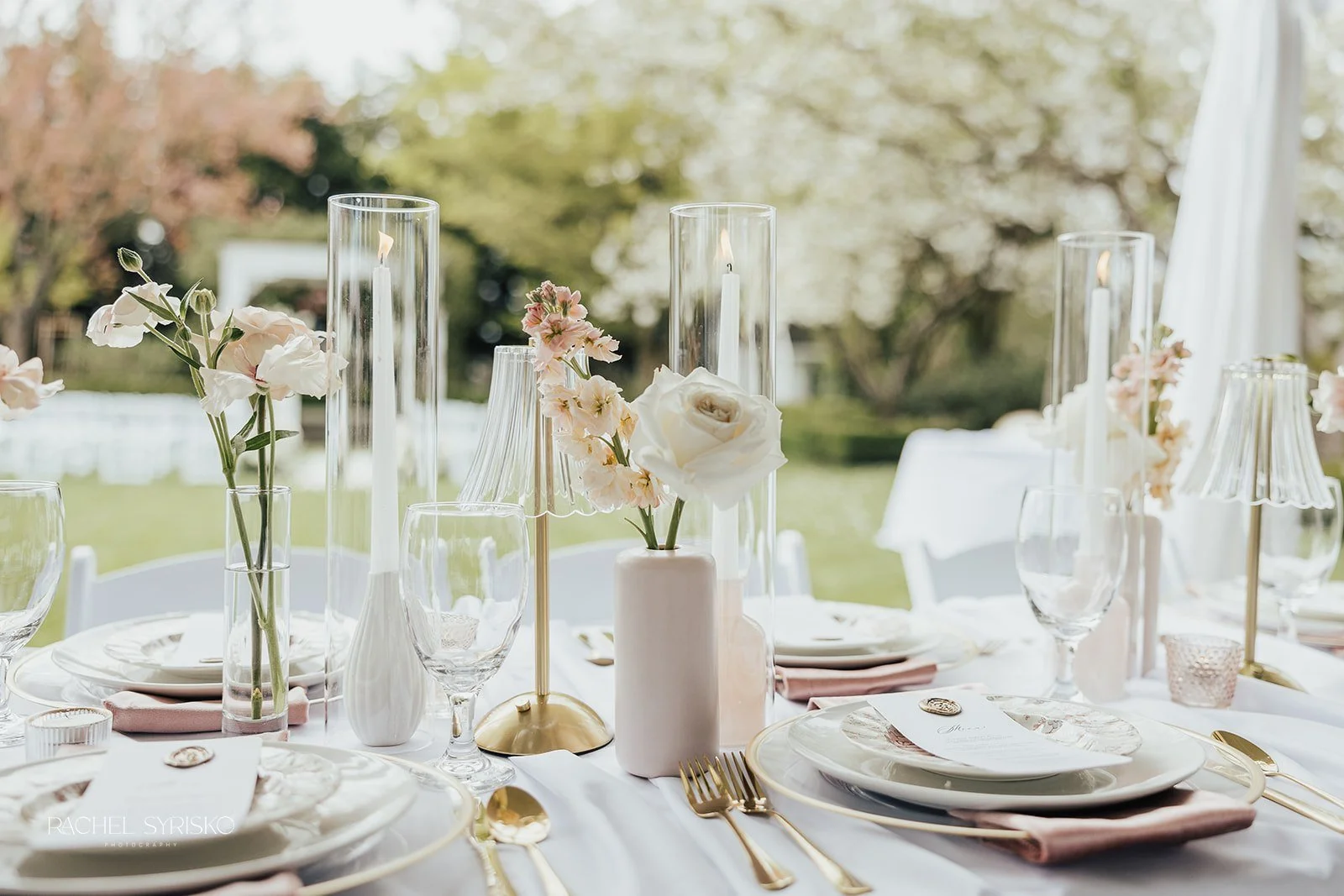 bud vases on guest table