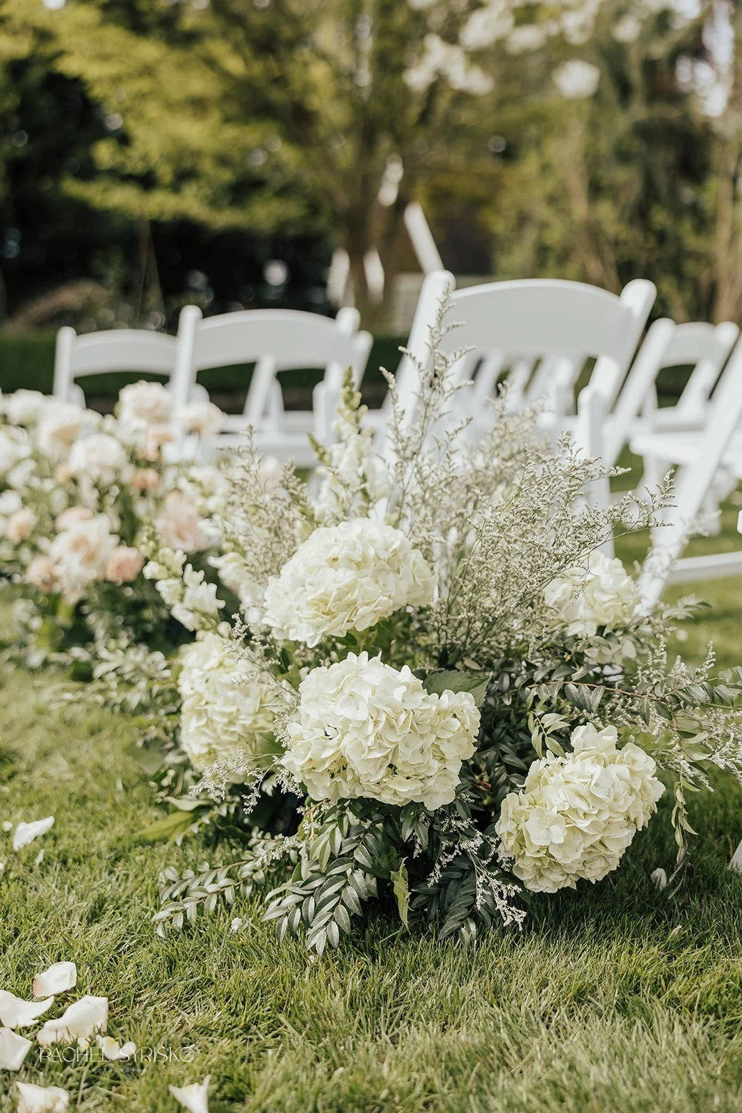 ground meadow aisle florals in cream and white