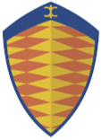 gold and blue design for koenigsegg cars logo