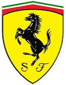 yellow red black horse Italian logo for Ferrari